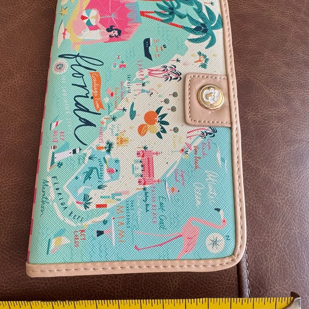 Spartina 449 Florida Map Wallet - Aqua and Pink